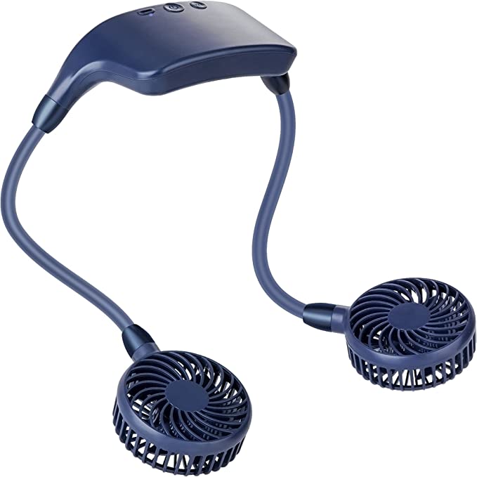 Photo 3 of Neck Fan, 5000mAh Battery Operated Neckband Fan, Up to 22H Long Working Time, Strong Airflow, Natural Wind Mode, 360° Adjustable Personal Fan for Outdoor Travel Office And More (Blue)
