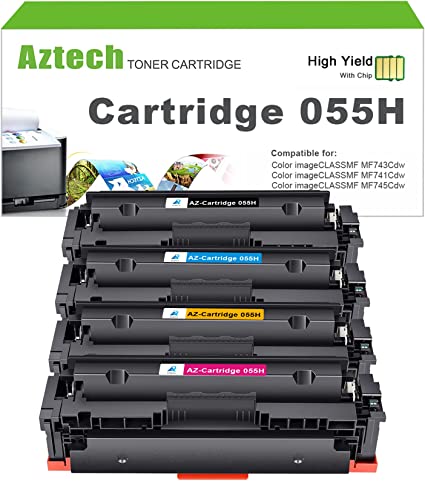 Photo 1 of Aztech Compatible Toner Cartridge Replacement for Canon 055 055H Toner Cartridge for Canon Color ImageClass MF743Cdw MF741Cdw MF745Cdw LBP664Cdw MF743 Ink with Chip (Black Cyan Magenta Yellow, 4-Pack)
