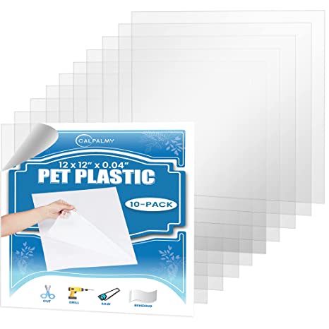 Photo 1 of 10 Pack of 12x12” PET Sheet/Plexiglass Panels 0.04” Thick; Use for Crafting Projects, Picture Frames, Cricut Cutting and More; Protective Film to Ensure Scratch and Damage Free Sheets
