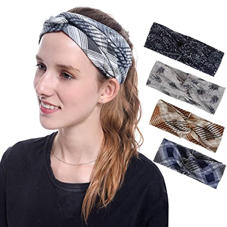 Photo 1 of Brishow Yoga Running Headbands Criss Cross Headband Printed Hair Band Fabric Head Wrap for Women and Girls (Style 5)
