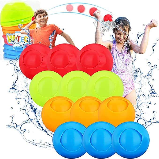 Photo 1 of 12PCS Reusable Water Balloons, Reusable Balloons Rapid Fill Kids Toys for Water Bomb Game Fight Sports Fun Party (Color 1)
