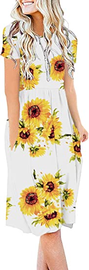 Photo 1 of DB MOON Women Summer Casual Short Sleeve Dresses Empire Waist Dress with Pockets  -- Size XS --
