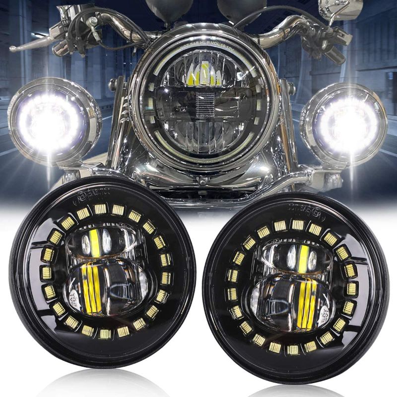 Photo 1 of 4.5 Inch Fog Light Passing Auxiliary Led Spot Lamp Compatible with Harley 4-1/2 Inch Round Spot Lights - DOT Compliant
