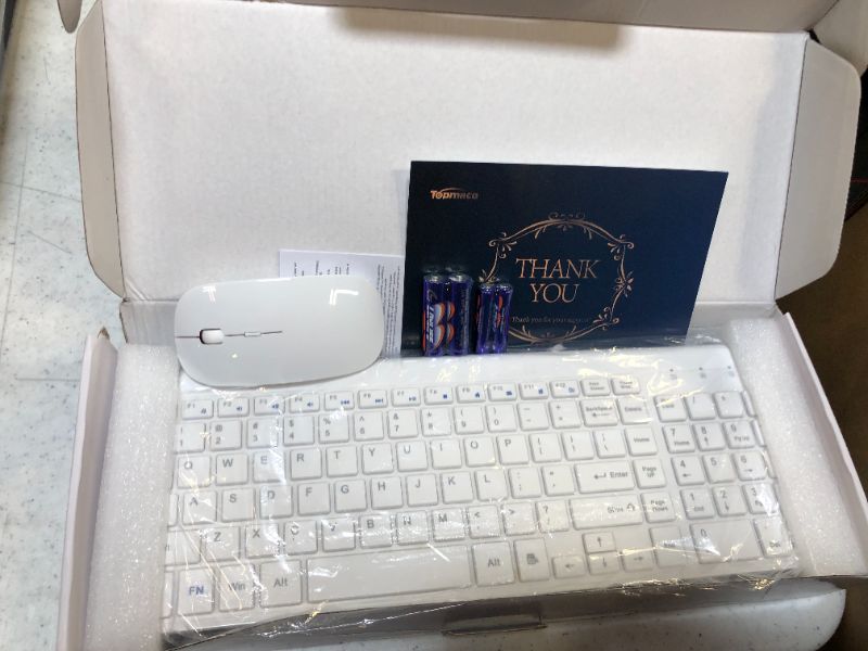 Photo 1 of Wireless Keyboard and Mouse Combo, Gamcatz Ultra Thin Full Size Keyboard with Number Pad and Rechargeable Slient Click Mouse for Mac iMac MacBook Air PC Laptop Tablet Computer Windows-Silver White
