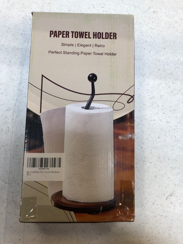 Photo 2 of 2 Pack Paper Towel Holder, HOWDIA Paper Towel Holder with Heavy Wood Base for Kitchen