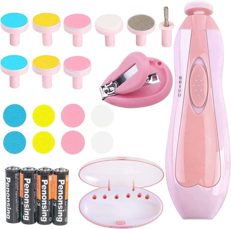 Photo 1 of 24 in 1 Baby Nail File Electric Nail Trimmer Manicure Set with Nail Clippers?Batteries Included?Safe Toe Fingernails Care with LED Light