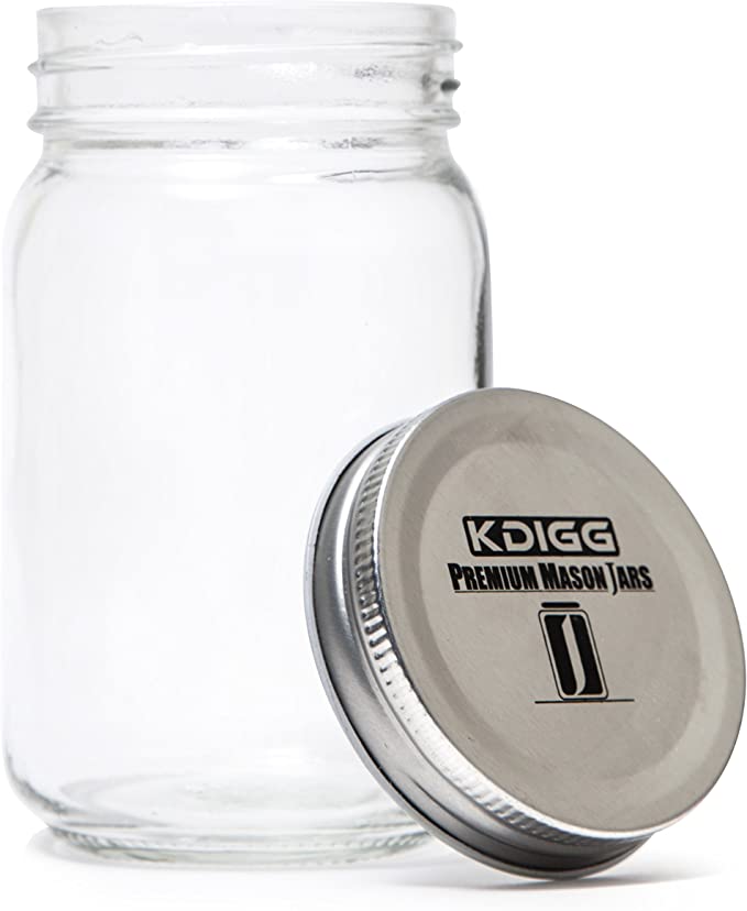 Photo 1 of 6 Glass Mason Jars with Lids: Jar Set for Food Storage, Pickling and Canning - Six Pack 16 Oz Jars
