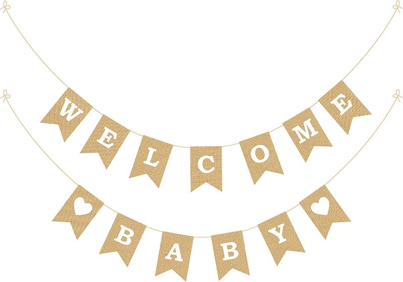 Photo 1 of Baby Shower Decoration Banner | Welcome Baby Theme Party Supplies - Neutral Boy / Girl | Oh Baby Shower Decor | Photography Background | Indoor Outdoor Decors - 8 X 5.5