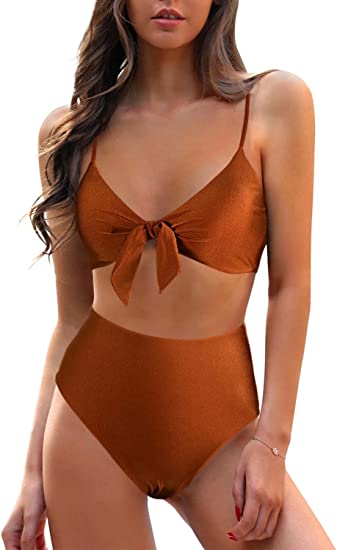 Photo 1 of Blooming Jelly Womens High Waisted Bikini Set Tie Knot High Rise Two Piece Swimsuits Bathing Suits---size S
