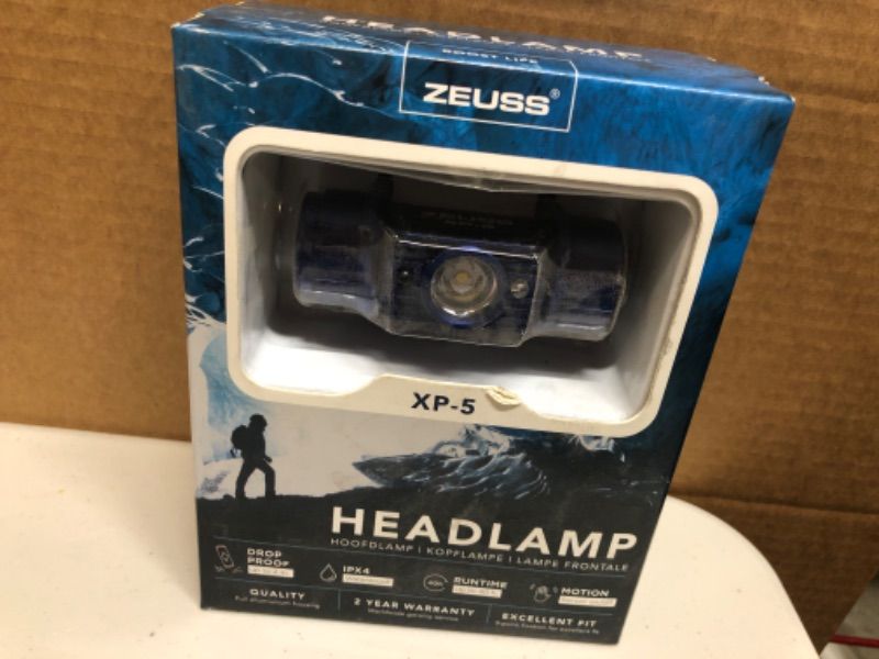 Photo 2 of Zeuss XP-5 Headlamp - LED 250 Lumen - Rechargeable - 40 hours battery - 120 meters light distance - Drop resistant - Waterproof - Dimmable - Motion sensor
