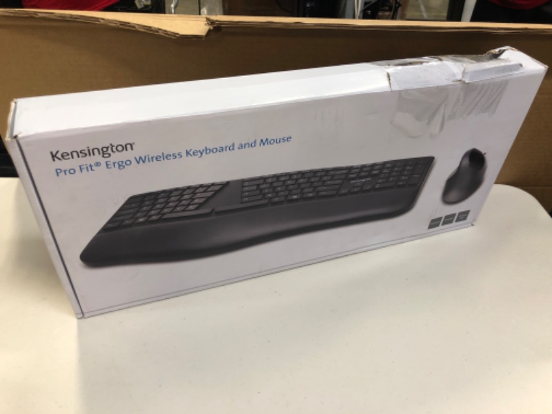 Photo 5 of Kensington Pro Fit Ergo Wireless Keyboard and Mouse (Black)---damage box 