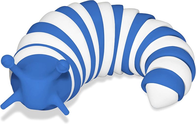 Photo 1 of Fidget Slug Toy, Flexible Decompression Slug for Relaxing, Friendly Articulated Slug Fidget Toy, Hand Sensory Toy for Adults (7.5 Inch White Blue)
