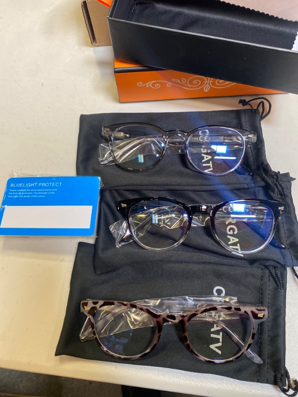 Photo 3 of CRGATV 3 Pack Blue Light Blocking Glasses Computer Eyeglasses Blue Blocker for Nerds/Gaming/TV/Phones Anti Eyestrain & Glare. WITH GIFT BOX 
