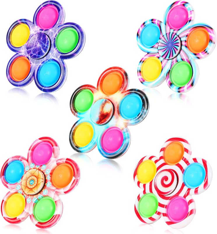 Photo 1 of FIGROL 5 Pack Pop Fidget Spinner, Push Pop Bubble Fidget Spinner, Simple Sensory Fidget Hand Spinner - Stress Reduction and Anxiety Relief for Children
