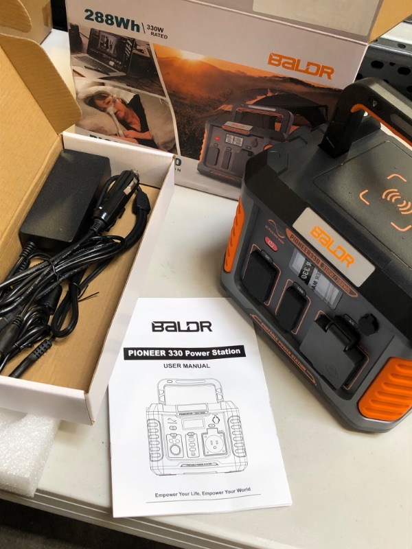 Photo 2 of BALDR Portable Power Station, Solar Generator with 120V Pure Sine Wave AC Outlet, Backup Lithium Battery Power Supply, 330W | 288Wh, For CPAP Camping Travel Hunting Outdoors Emergency Blackout 
