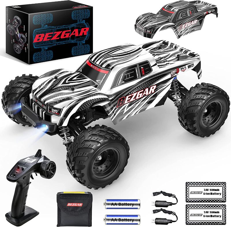 Photo 1 of BEZGAR HM121 1:12 Scale RC Truck - 4x4 Offroad Waterproof High Speed 45+ KM/H Remote Control Truck for All Terrains, 2.4Ghz 4WD Fast RC Cars for Adults and Kids Boys with 2 Rechargebale Batteries
