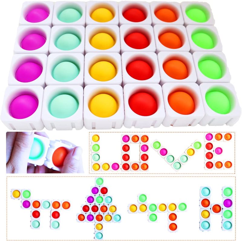 Photo 1 of 24 Pcs Fidget Blocks, Push Pop Bubble Fidget Sensory Toy, Infinity DIY Pop It Building Blocks, Cool Gadgets for Kids & Adults (24pcs)
