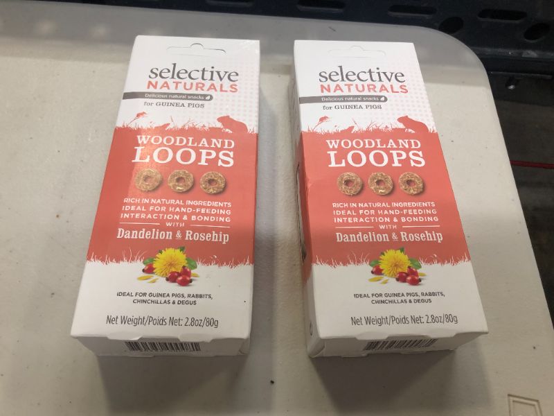 Photo 2 of 2 pack Selective Naturals Woodland Loops for Guinea Pigs with Dandelion Rosehip - Pack of 4 x 80g---exp date 08/2022