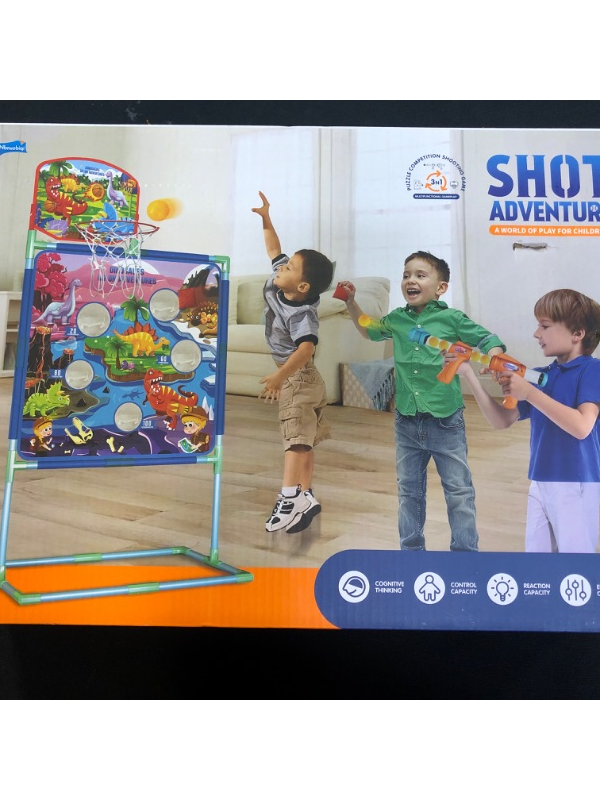 Photo 1 of 2NLF Shooting Game Toy for 5 6 7 8 9 10+Kids,2pk Foam Ball Popper Toy Guns,Scoring Standing Shooting Target with Basket & 24 Foam Balls & 6 Bean Bags & 2 Mini Basketball,Ideal Gifts for Boys Girls