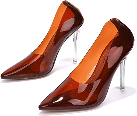Photo 1 of Cape Robbin Glass Doll Clear Stiletto High Heels for Women, Slip On Sexy Shoes with Pointed Toe SZ 6.5
