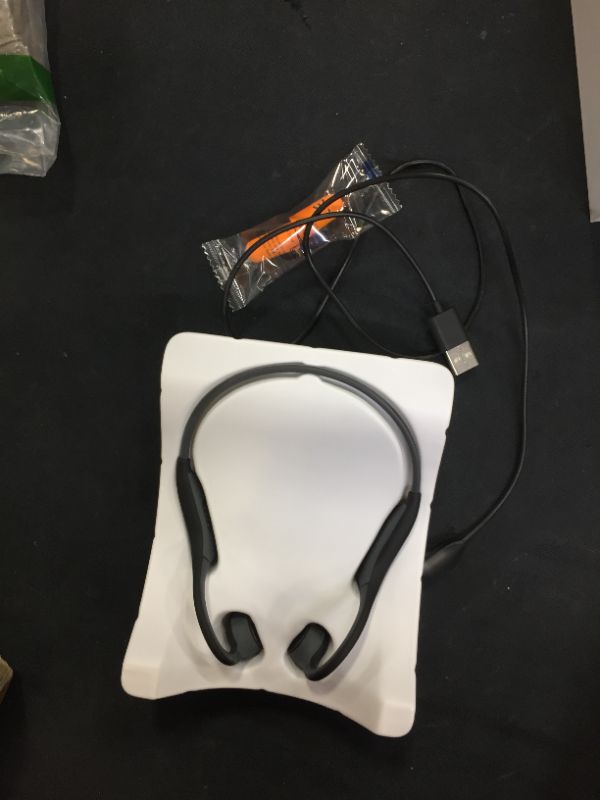 Photo 1 of MOING Wireless Bone Conduction Headphones, Open Ear Sports Bluetooth Headset with Reflective Strips, Built-in Mic and IP56 Waterproof Certified for Workouts, Night Running, Cycling, Black (DG08)
