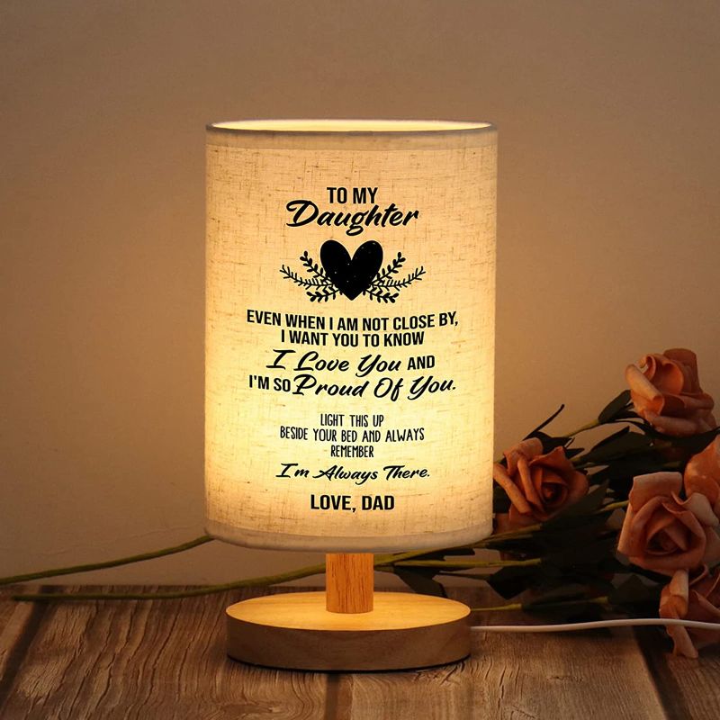 Photo 1 of Daughter Gifts from Dad - Gifts for Daughter?Birthday Gifts for Daughter Adult?Father to Daughter Gifts Fabric Wooden Lamp of Bedroom for Birthday Anniversary Wedding Graduation Mothers Day Gift
