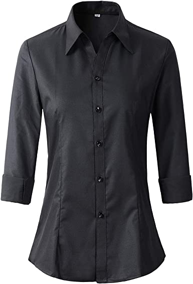 Photo 1 of Beninos Long Sleeve V Neck Office Formal Casual Button Down Shirt Blouse for Women Fit