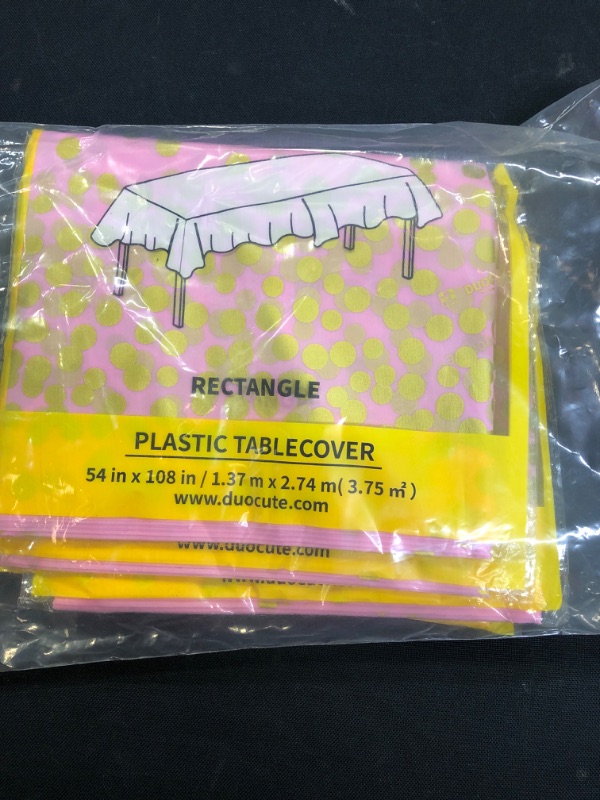 Photo 1 of 108"x54" 3 Packs Pink and Gold Disposable Party Tablecloth for Rectangle Table