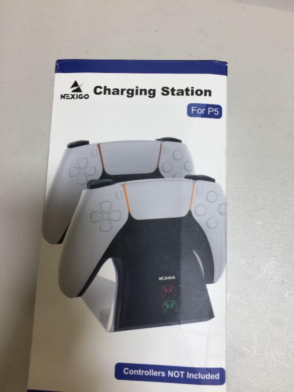 Photo 1 of NexiGo Enhanced PS5 Controller Charger, Charging Dock Station for Playstation 5 Dualsense Controllers with LED Indicators, Fast Charging Station with Safety Chip Protection, White