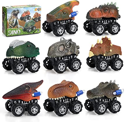 Photo 1 of AUGESTE Dinosaur Toys for Boys 3-6,8 PCS Trucks Pull Back Dinosaur Cars,Party Birthday for 4,5 Years Old Kids Boys & Girls (Dinosaur Style)