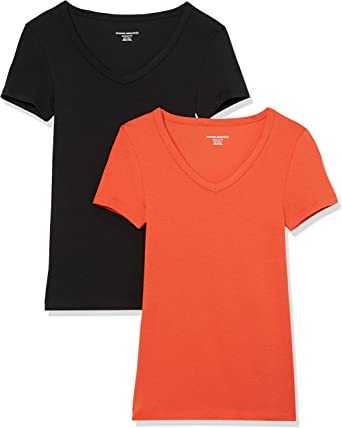 Photo 1 of Amazon Essentials Women's Slim-Fit Short-Sleeve V-Neck T-Shirt, Pack of 2 sz XXL
