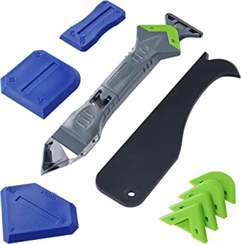 Photo 1 of 5 in 1 Silicone caulk remover tool with 5 Caulk Finishing Tool - Stainless Steel Remover Caulk Scraper - Grout Removal Hand Tool Edge Finisher - Ideal for Windows, Showers/Sinks, Kitchen and Bathtubs
