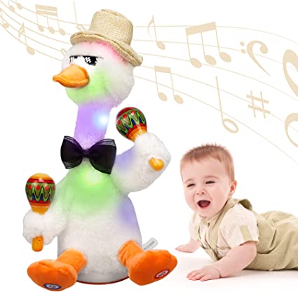 Photo 1 of Emoin Dancing Duck Toys, Talking&Sings Duck Plush Toy,Mimicking Repeats What You Say Interactive Plush Toy, Glow Duck for Home Decor & Babies Interaction (60 Songs)
