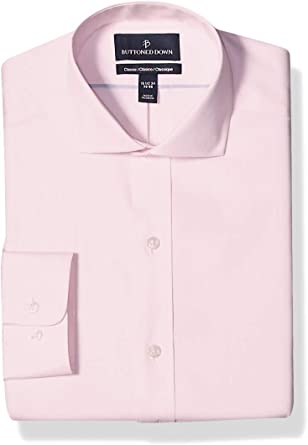 Photo 1 of Amazon Brand - Buttoned Down Men's Classic Fit Cutaway Collar Solid Non-Iron Dress Shirt, Light Pink/no Pockets, 19" Neck 34" Sleeve
