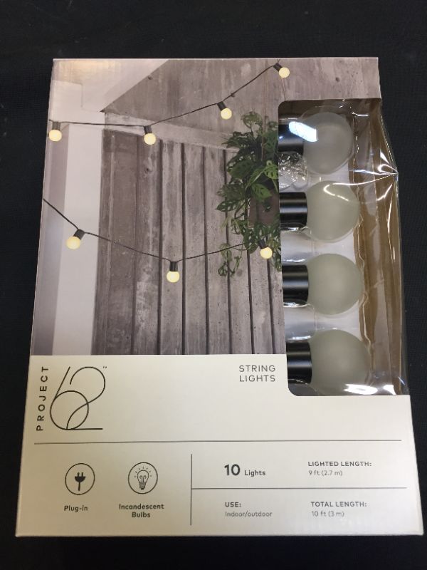 Photo 2 of 10ct Incandescent Outdoor String Lights G40 Frosted White Bulbs - Project 62