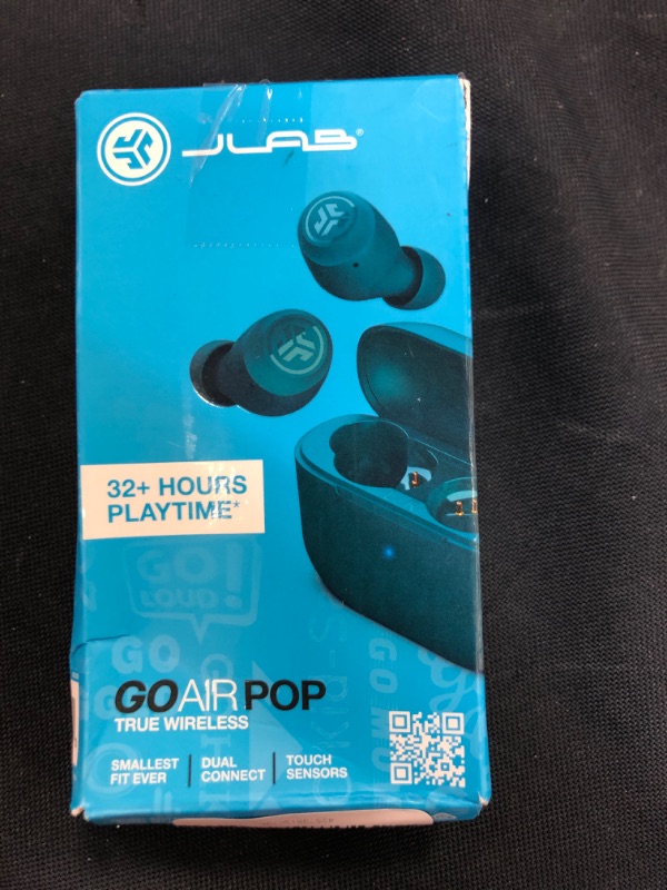 Photo 2 of JLab Go Air Pop True Wireless Bluetooth Earbuds + Charging Case | Teal | Dual Connect | IPX4 Sweat Resistance | Bluetooth 5.1 Connection | 3 EQ Sound Settings: JLab Signature, Balanced, Bass Boost