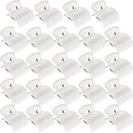 Photo 1 of 24 Pieces Hot Roller Clips Hair Curler Claw Clips Replacement Roller Clips for Women Girls Hair Section Styling (White)