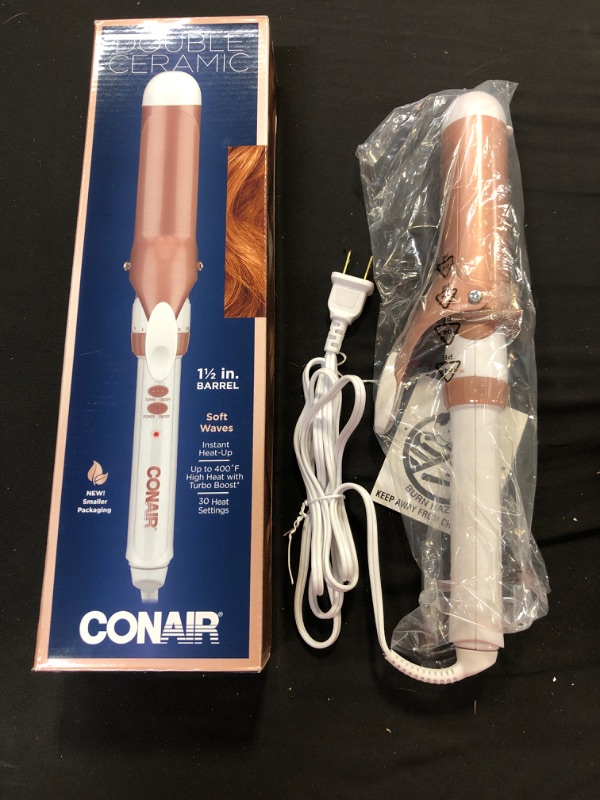 Photo 2 of Conair Double Ceramic Curling Iron; 1 1/2-Inch Curling Iron; White/Rose Gold