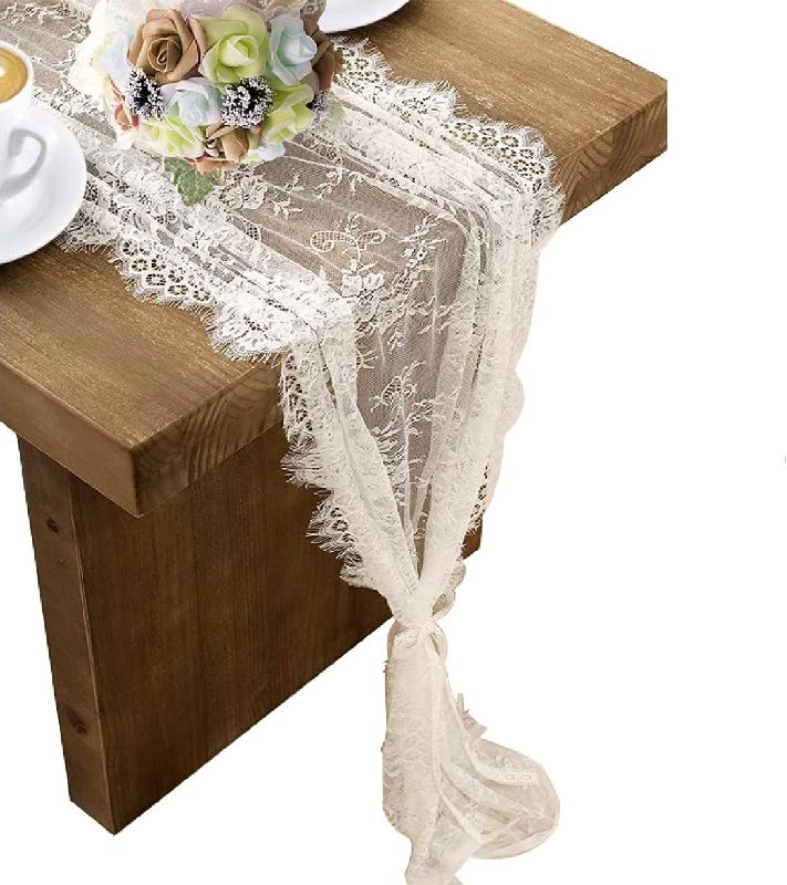 Photo 1 of 3 Pcs White Lace Table Runner 14 x 120 Inch Embroidered Boho Table Runner for Wedding Party Bridal Shower Decorations Vintage Rustic Table Runners
