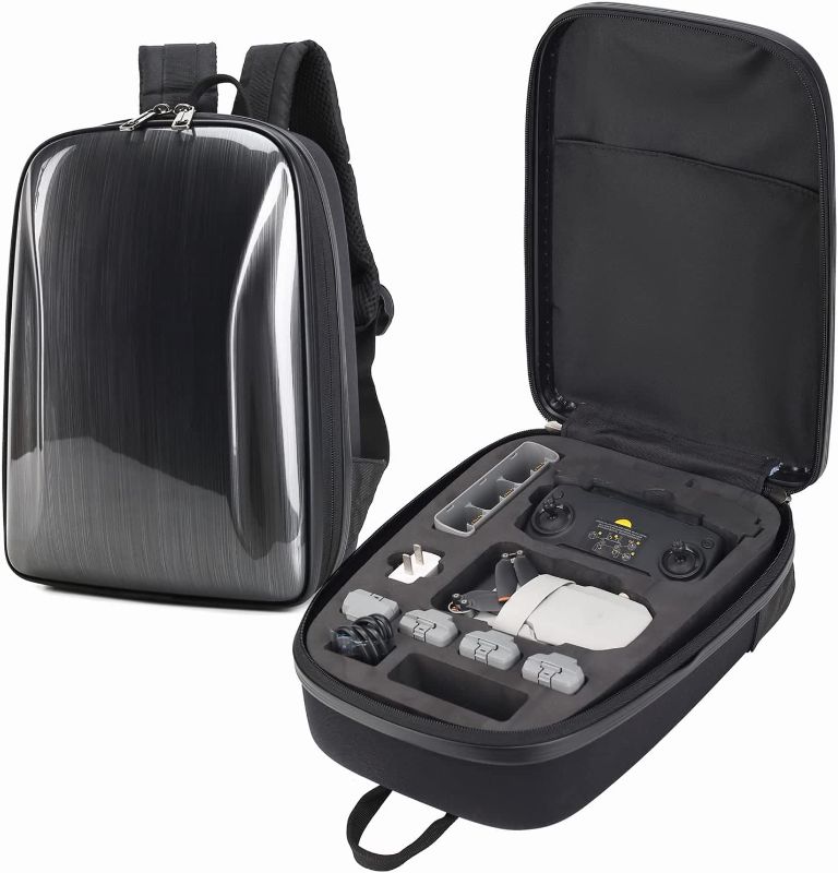 Photo 1 of Hard Backpack Case for DJI Mini 2, Waterproof Shockproof Travel Carrying Case for DJI Mini 2 / DJI Mini SE Drone Fly More Combo & Accessories
