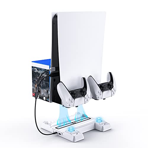 Photo 1 of NexiGo PS5 Accessories Stand with Cooling Station for Playstation 5 Disc & Digital Editions, Dual Controllers Charger, Extra USB Ports, 3 Levels Adjus
