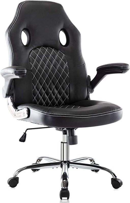 Photo 1 of Smugdesk Office Black Chair Desk Leather Gaming Spinning Wheels High Back Adjustable