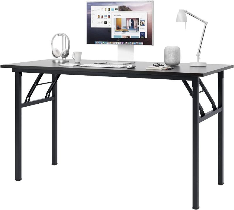 Photo 1 of Need Computer Desk Office Desk 47 inches Folding Table with BIFMA Certification Computer Table Workstation No Install Needed, Black Brown
