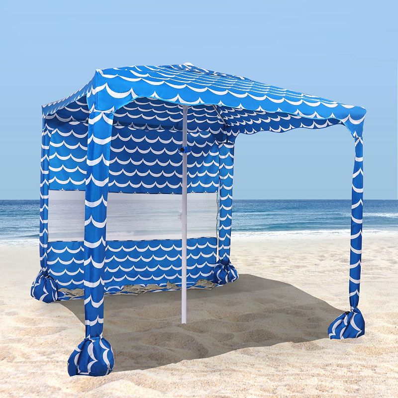 Photo 1 of AMMSUN Beach Cabana,6.2'×6.2' Beach Canopy,Easy Set up and Take Down,Cool Cabana Beach Tent with Sand Pockets,Instant Sun Shelter with Privacy Sunwall,Fish Scales
