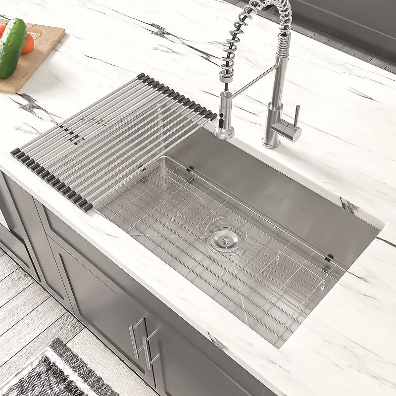 Photo 1 of 33 Undermout Sink Stainless, Dcolora 33 Inch Kitchen Sink Undermount 16 Gauge Brushed Stainless Steel Single Bowl Kitchen Sink Basin (33"x19"x10")
