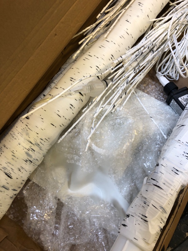 Photo 1 of 6ft White Birch Tree Decoration with 96 LED Lights
