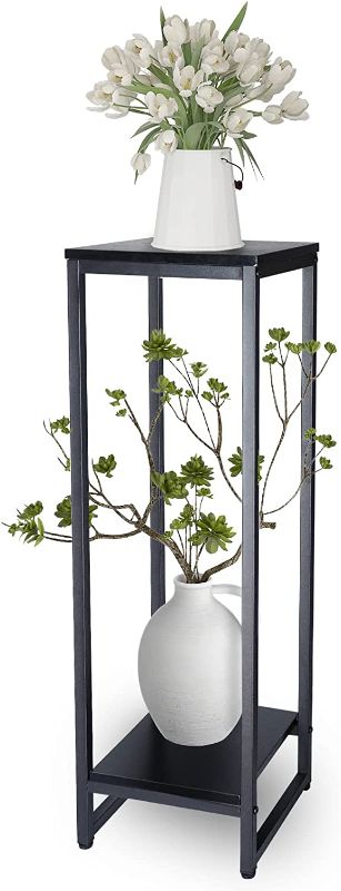 Photo 1 of 37.4"Tall Plant Stands Indoor, Tall Pedestal Stand,Metal Plant Stands Indoor, Two Tier Modern Plant Stand,Square Plant Tables for Corner Living Room Garden Balcony (37.4"Hx11.8"lx11.8"w black)
