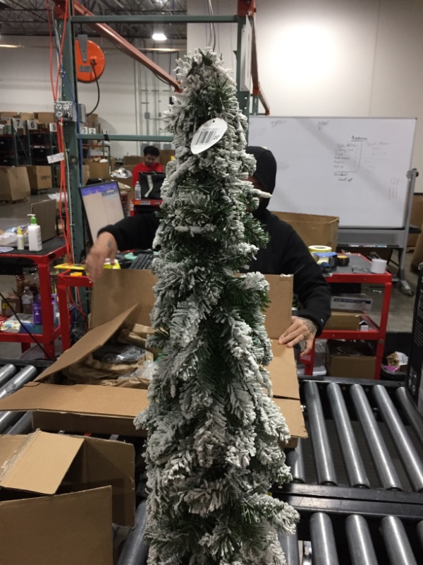 Photo 2 of 36” Pre-Lit Snowy Downswept Artificial Christmas Tree - Clear Lights
