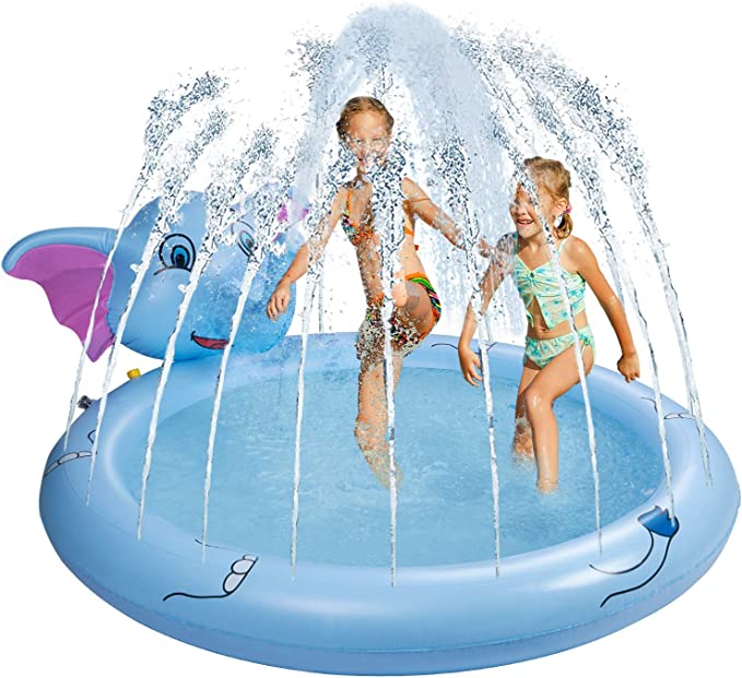 Photo 1 of Decorlife Kids Inflatable Sprinkler Pool 68 Inch, Upgraded 3 in 1 Splash Pad, Durable & Funny Summer Toy for Indoor Outdoor Use, Elephant Pattern ( Box is a little Damaged ) 
