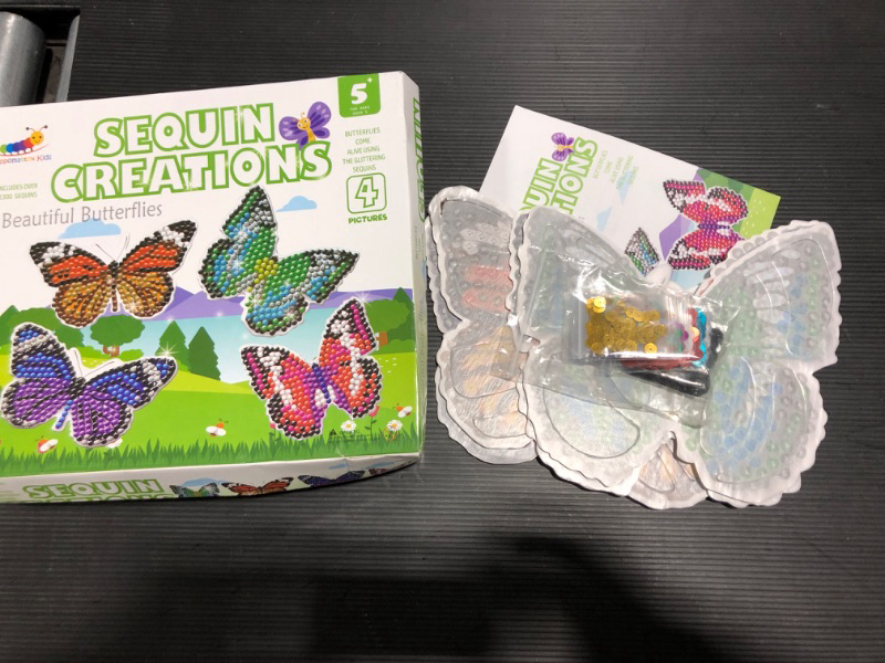 Photo 2 of Sequin by Number Art Kit for Kids, Fun Crafting and Educational Activity, Stem Learning for Girls and Boys (Butterfly Sequin Kit)
